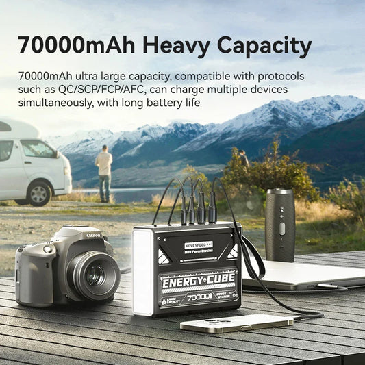 MOVESPEED Z70ProMax 70000mAh Power Bank 140W PD3.1 Fast Charge Power Station with LED Flashlight for PC Laptop Outdoor Camping
