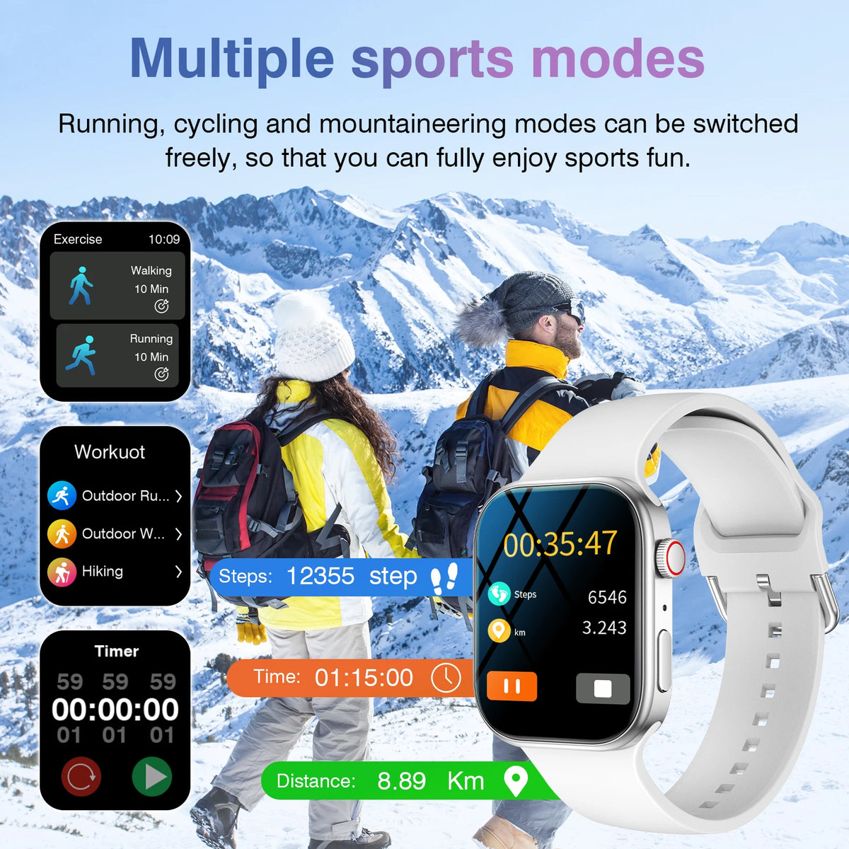 2026 New Smart Watch, Wireless Call, Outdoor Fitness Tracker, Sports Mode, Steps, Sedentary Reminder,  Music Control, Suitable for Android & Iphone,Christmas/New Year/Birthday Watch Gifts