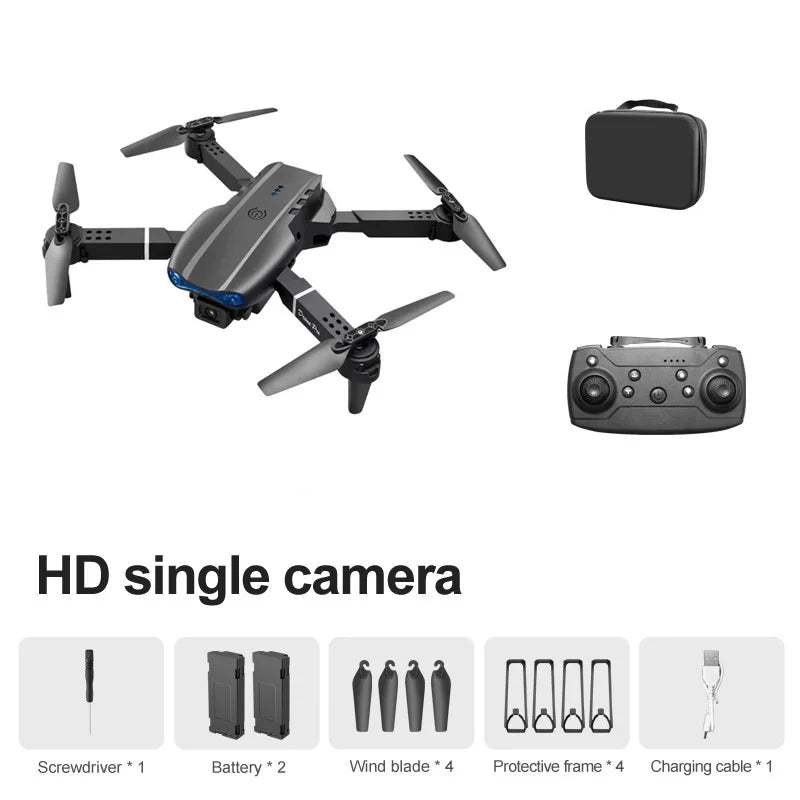 4K HD RC Drone Foldable Dual Camera 90° Adjustable 120° Wide Angle 50X Zoom Altitude Hold 2.4G 100M Remote FPV Quadcopter