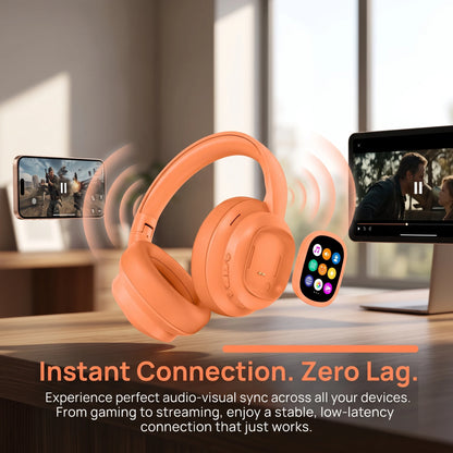 Over‑Ear Bluetooth Headphones with Detachable Magnetic Touch Screen, Wireless Headset, Noise Cancelling, Hi‑Fi Stereo Sound, Foldable Headphone for Phone, PC