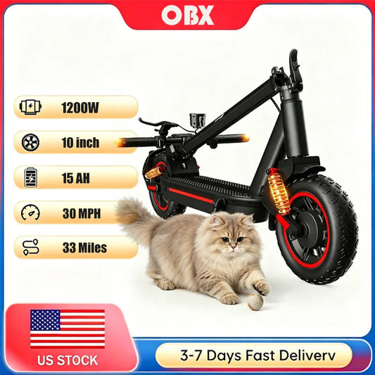 OBX Electric Scooter for Adults 1200W Powerful Motor 31Miles Long Range Dual Braking System 30Mph Max Speed 10'' Foldable E Scooter with APP Control