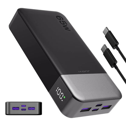 JUOVI Power Bank 65W 20000mAh Laptop Portable Charger, PD QC Fast Charging External Battery Pack for MacBook iPad Tablet iPhone