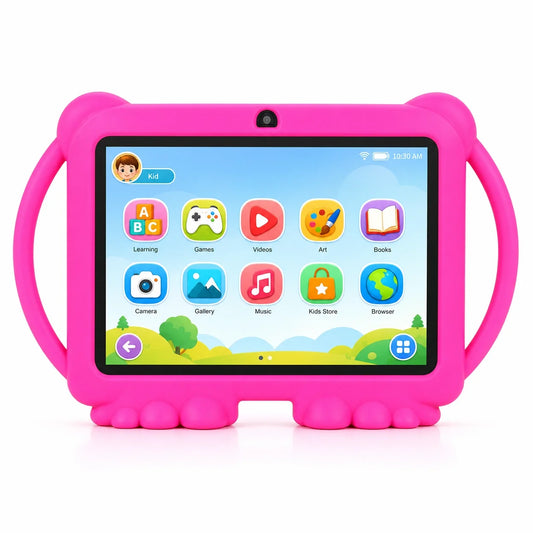 7" Kids Tablet with Parental Control & Shockproof Case, Android 14, 2GB+32GB, 2.4G WiFi, GMS Certified, Eye Protection Display, Dual Camera, Pre-installed Educational Apps & Games for Toddlers