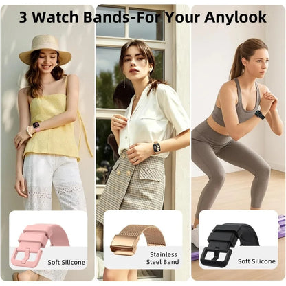Women's Fitness Tracker Smartwatch: Waterproof Bluetooth Activity Monitor with Heart Rate and SpO2 for Android/iPhone