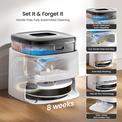 LEFANT M3L Robot Vacuum Cleaner, 12000 Pa Suction 220 min Battery, All-in-one Base Station,DToF Navigation, Double Rotary Cloth