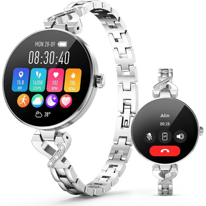 Smartwatch for Women: Call/Answer, 1.04" AMOLED, 24H Sleep Tracker, Fitness & Health Monitor, Water Resistant, iOS/Android