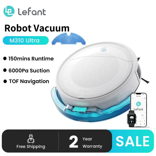 LEFANT M310 Ultra  Robot Vacuum Cleaner with TOF LiDAR Navigation, 6000Pa Suction,150 Minutes, HEPA Filter,  Ideal for Pet Hair