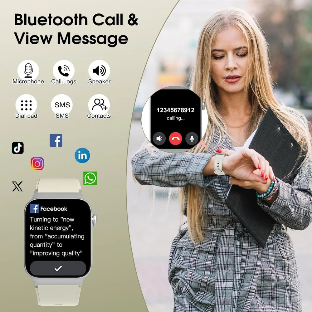 HD Screen, Bluetooth Smartwatch: HR Monitor, Sleep Tracker, 110+ Sport Modes, Water-Resistant Fit Watch for Android/iOS