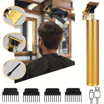 Professional Electric Hair Clipper Set with LED Display, USB Rechargeable Beard Trimmer & Foil Shaver for Men – Includes Guards, Scissors, Comb & Cape