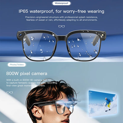 2026 New Video Shooting Smart Glasses, Two Standard Replacement Lenses, Photo And Video AI Glasses, 800W Pixel Ultra-Wide-Angle Camera, High-Definition Video 1080P, Photography And Video Stabilization, Dual Microphone Noise R