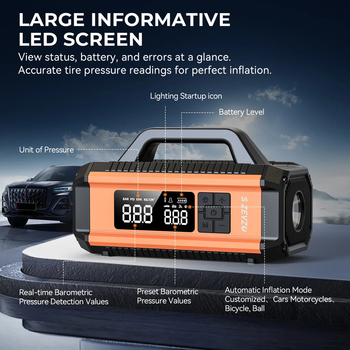 3500A Car Jump Starter Booster Jumper Box Power Bank Battery Charger with 150PSI Air Compressor, 10000mAh Portable Jump Starter