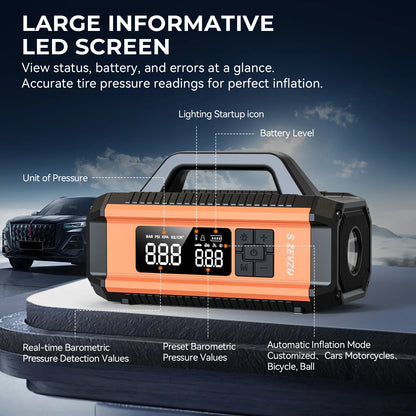 3500A Car Jump Starter Booster Jumper Box Power Bank Battery Charger with 150PSI Air Compressor, 10000mAh Portable Jump Starter