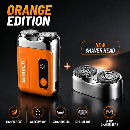 Mini Electric Shaver for Men Portable Rechargeable Beard Shaver USB-C Waterproof Dual Blade Razor with LED Display Travel