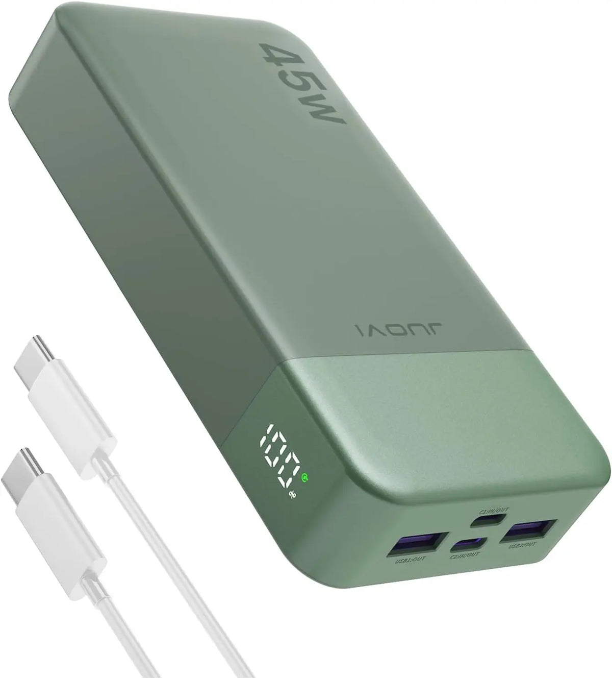 20000mAh Power Bank JUOVI J2621 Portable Charger 45W PD3.0 QC 4.0 Fast Charging Battery Pack with LED Display for iPhone 16 17