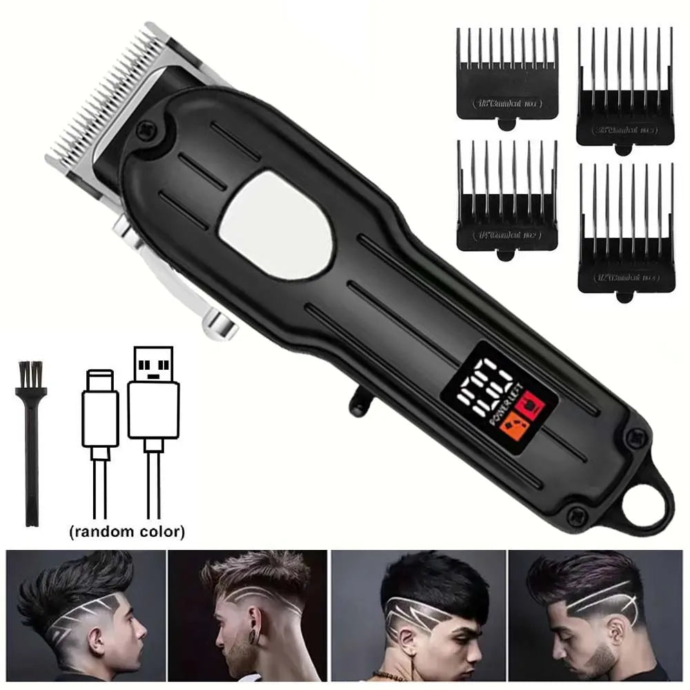 Professional Hair Clippers for Men Professional - Cordless Barber Clippers for Hair Cutting & Grooming Rechargeable Beard Trimmer USB Rechargeable Grooming Kit with 4 Guide Combs & Cleaning Brush