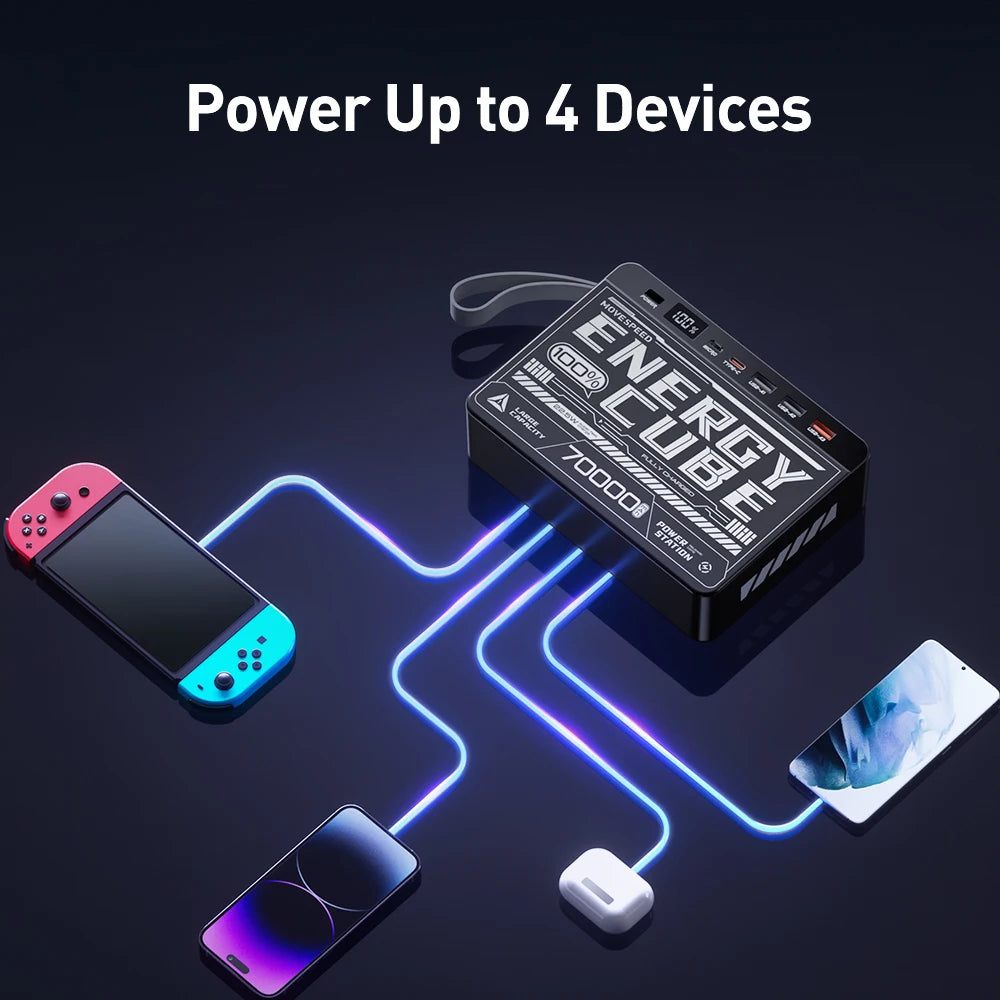 MOVESPEED Z70 70000mAh Power Bank Portable External Battery Charger Power Station PD Fast Charging Powerbank for Camping Outdoor