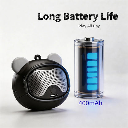 Mini Bluetooth Speaker 5.3 Cute Bear Cartoon Portable Wireless Speaker 28mm Driver HiFi Sound Type-C Rechargeable Outdoor Music Player with Hook