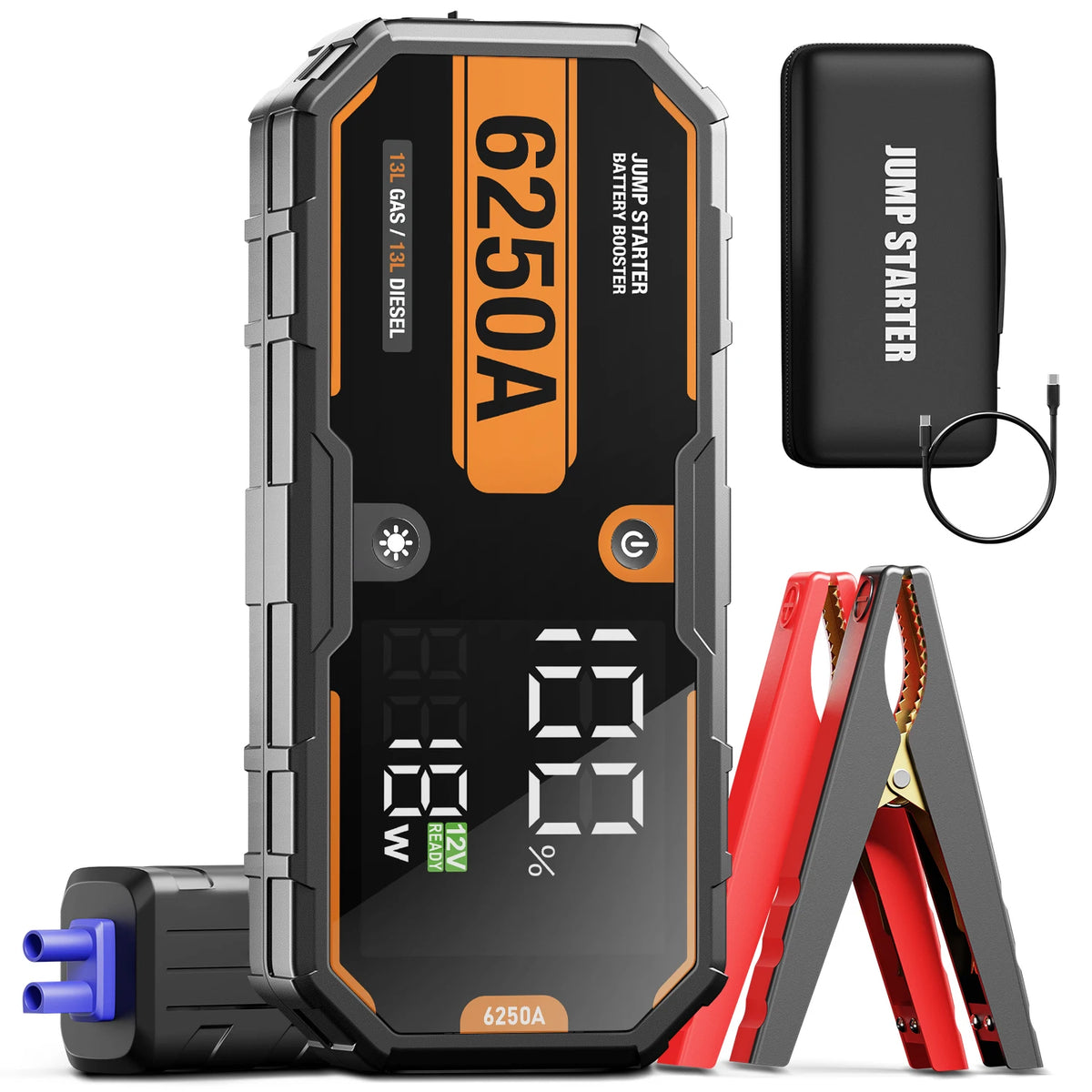 AdoreTrip Car 6250A Portable 12V Jump Starter Power Bank Auto Battery Booster Starter Device For Pickups SUV OffRoad 4x4 Boats