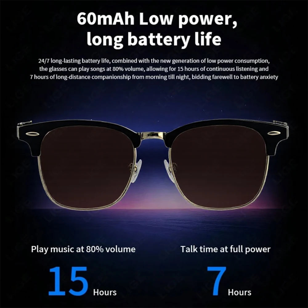 Smart Audio Glasses With Built-in Speakers, Wireless Audio Eyewear For Men Women Outdoor UV Protection, Voice Control Function Compatible With All Smart Mobile Devices For Sports Driving Daily Use