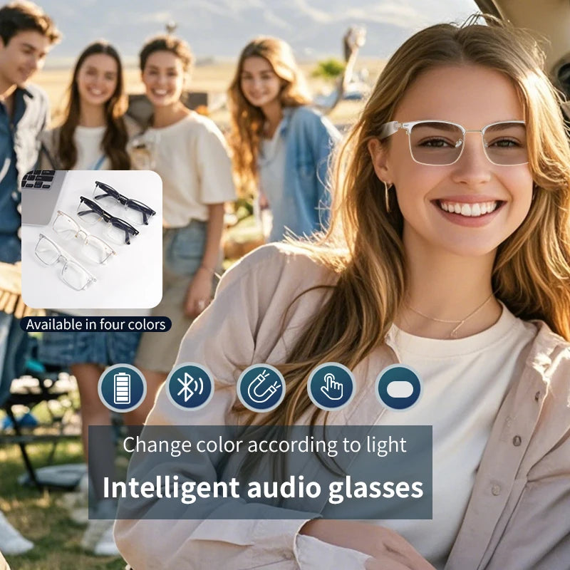 Bluetooth Smart Audio Glasses with AI Real-time Translation Open Ear Speaker Hands-free Calling Music Smart Glasses for Travel Business Meeting