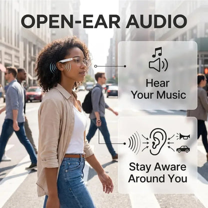 Adaptive Lens Open‑Ear Audio Glasses, Bluetooth Smart Sunglasses with Color‑Changing Lenses, Hands‑Free Calls, Music & Voice Assistant, Unisex Eyewear for Daily Work & Outdoor Scenarios
