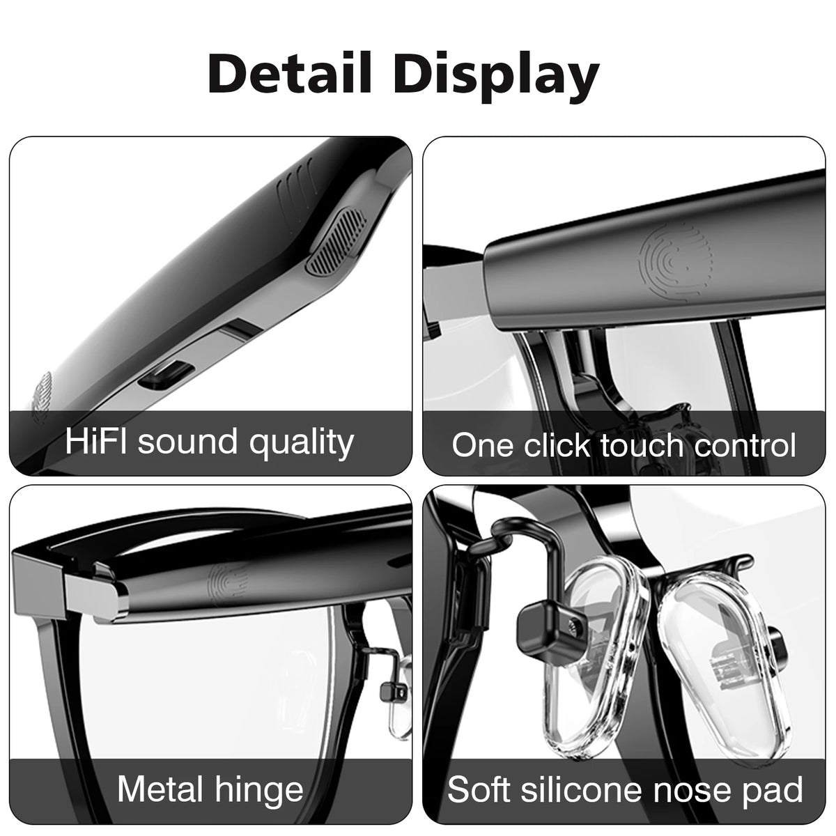 Fashion Tech Smart Glasses,UV Protection & Blue Light Filter, HD Voice Calling,Music Playback ,Suitable for Men and Women,Outdoor/Travel