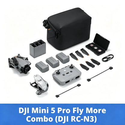 DJI Mini 5 Pro Fly More Combo with DJI RC-N3 Remote Controller Drones with a Camera & 1-Inch CMOS 4K Professional Imaging ActiveTrack 360°Drone for Beginners Travel Vlog