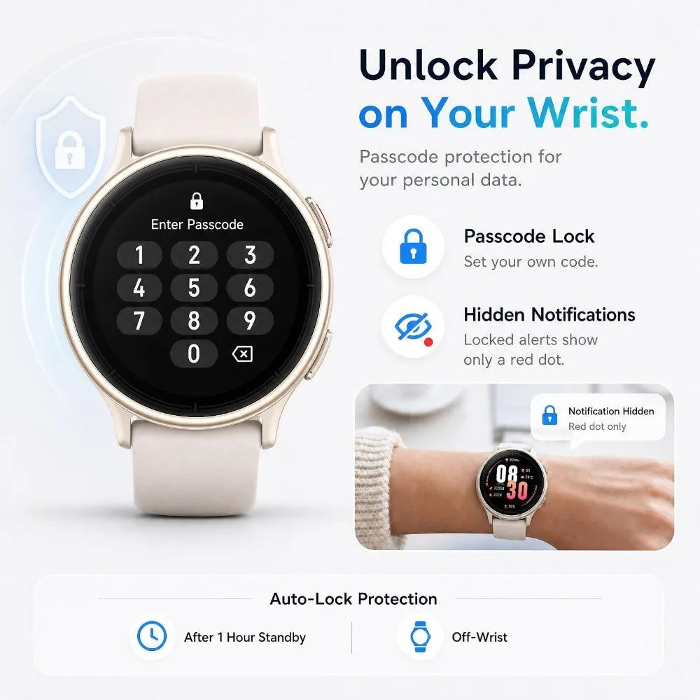 1.65" Fitness Watch: Heart Rate, Oxygen Saturation, Sleep, Steps, 110 Sports Modes, 3ATM Waterproof, 7-Day Battery, iOS/Android