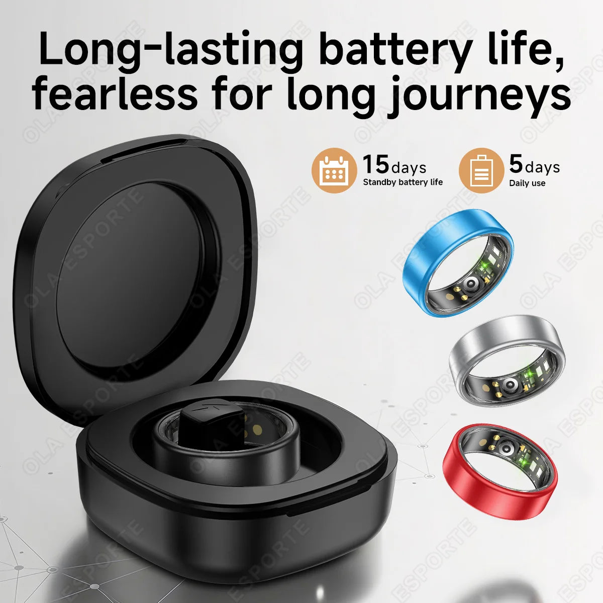 New Smart Ring with Case Heart Rate Blood Pressure Sleep Monitoring GPS Tracking IP68 Waterproof Men Women Smart Rings Gift Ring