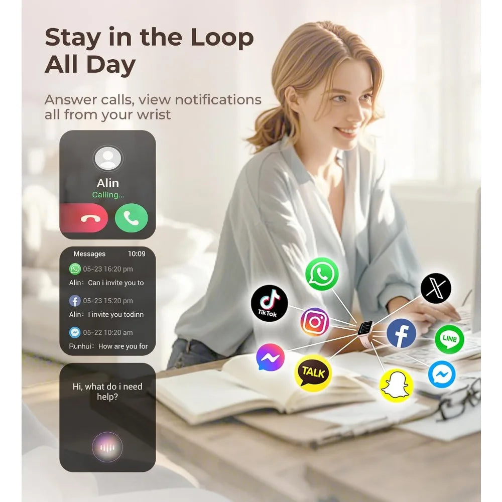 HD Fitness Tracker 1.83" with 4 Bands, Call & Health Monitoring, 100+ Sport Modes, Android/iPhone-Compatible
