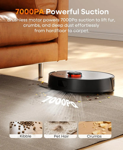 Refurbished UNINELL By Erabros UR3 Robot Vacuum and Mop Combo, 7000Pa Suction Robotic Vacuum, Self-Emptying 90 Days Capacity, LiDAR Navigation Home Mapping, 180 Mins, App/Alexa, for Pet Hair Carpets Hard Floors