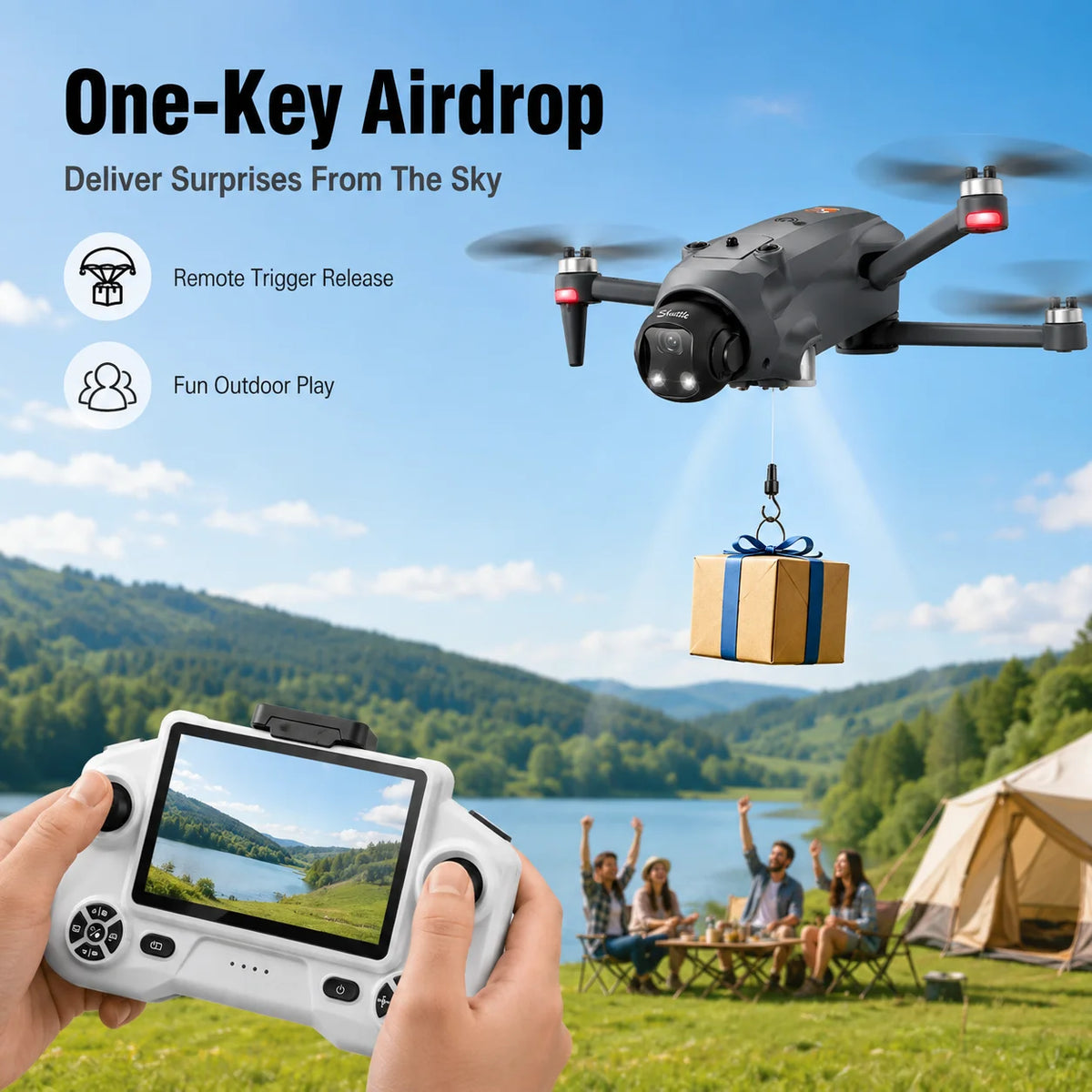 GPS Drone With 5G Screen Remote Lift‑Type Obstacle Avoidance Airdrop Function 180° Electric Adjust Camera Brushless 2KM 5G FPV Quadcopter