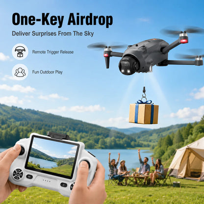 GPS Drone With 5G Screen Remote Lift‑Type Obstacle Avoidance Airdrop Function 180° Electric Adjust Camera Brushless 2KM 5G FPV Quadcopter