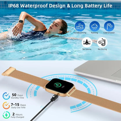 Women's Fitness Tracker Smartwatch: Waterproof Bluetooth Activity Monitor with Heart Rate and SpO2 for Android/iPhone
