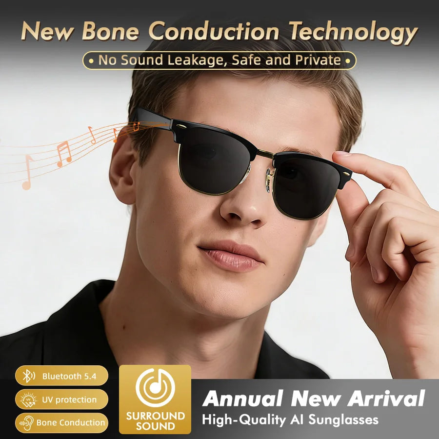 Smart Glasses with Speaker, Bluetooth glasses for Men and Women with Outdoor UV Protection,Support Voice Assistant/Android/Mac