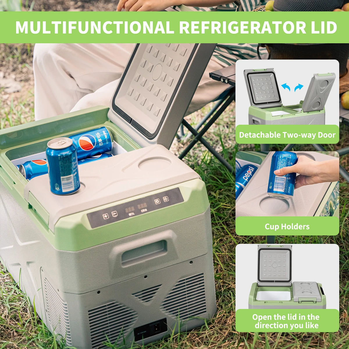 Alpicool XD35 Portable Car Fridge Compact 12V 220V Fridge Freezer with LED Light for Car & Boat