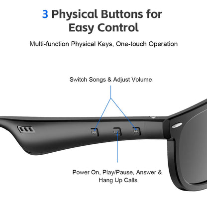 Smart Glasses, Smart Audio Glasses, Wireless Glasses Wireless Headphones, Support Hands-Free Calls And Music, Lightweight Design, Volume Control, Built-In Capacitor Microphone, USB Charging, Suitable for Office, Music Playbac