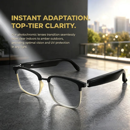 Hands‑Free Call & Music Smart Bluetooth Glasses, Photochromic Auto Light‑Adjust Lenses with Touch Control, Wearable Earphone Glasses for Driving, Cycling, Outdoor Work & Daily Usage