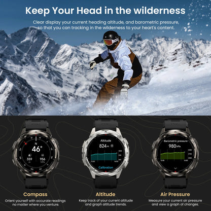 KOSPET TANK T3 Ultra 2 GPS Smart Watch for Men Bluetooth Call 5ATM IP69K Waterproof Men's Watch Stainless Steel Health Monitor