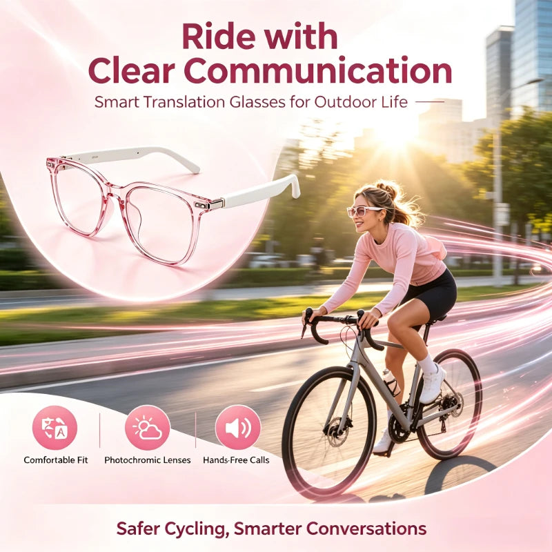 Smart translation glasses that change color, supporting real-time conversation in 160 languages; Bluetooth audio glasses suitable for driving and cycling, designed for both men and women