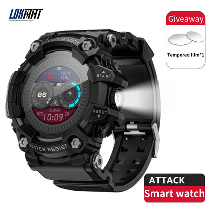 LOKMAT New ATTACK Outdoor Sport Smart Watch Wireless Calls Message Push Rugged Smartwatches Flashlight Fitness Tracker for Phone