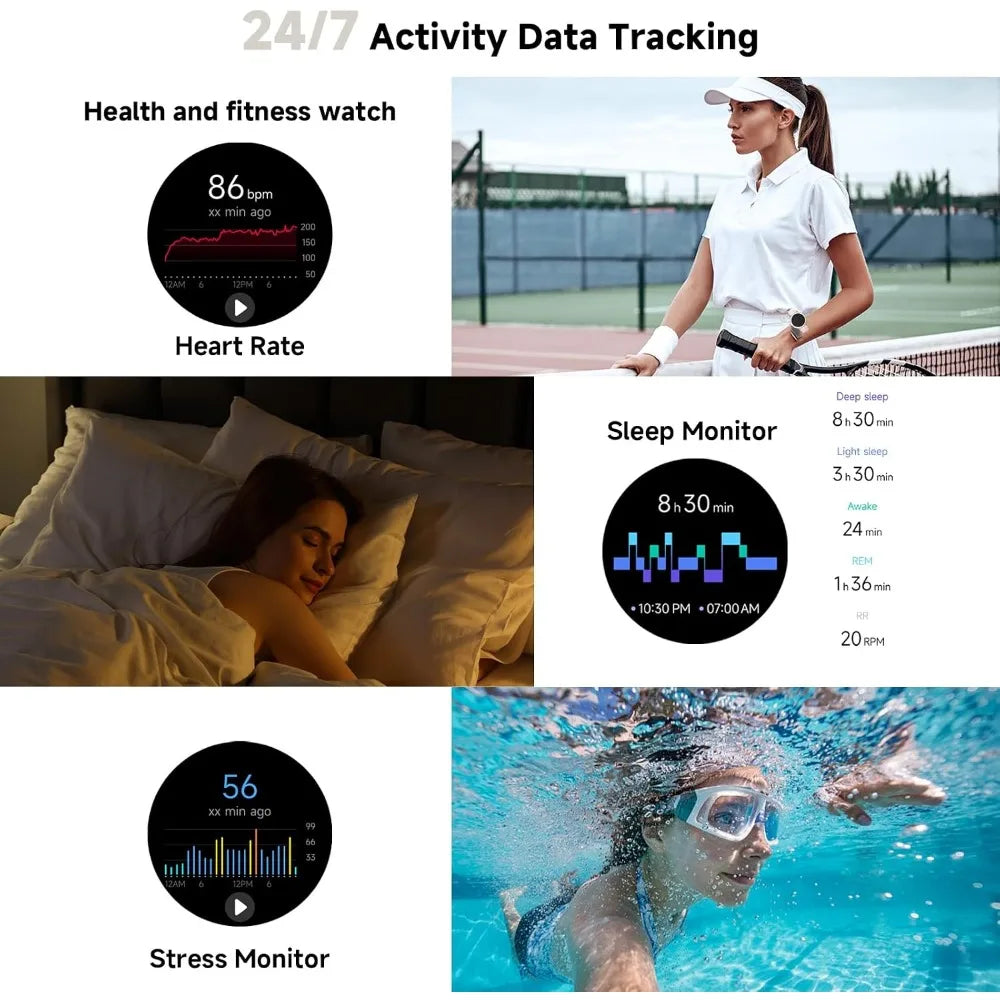 Lightweight Women's Fitness Tracker with Bluetooth, Voice Control, Waterproof Features and Multiple Sport Modes