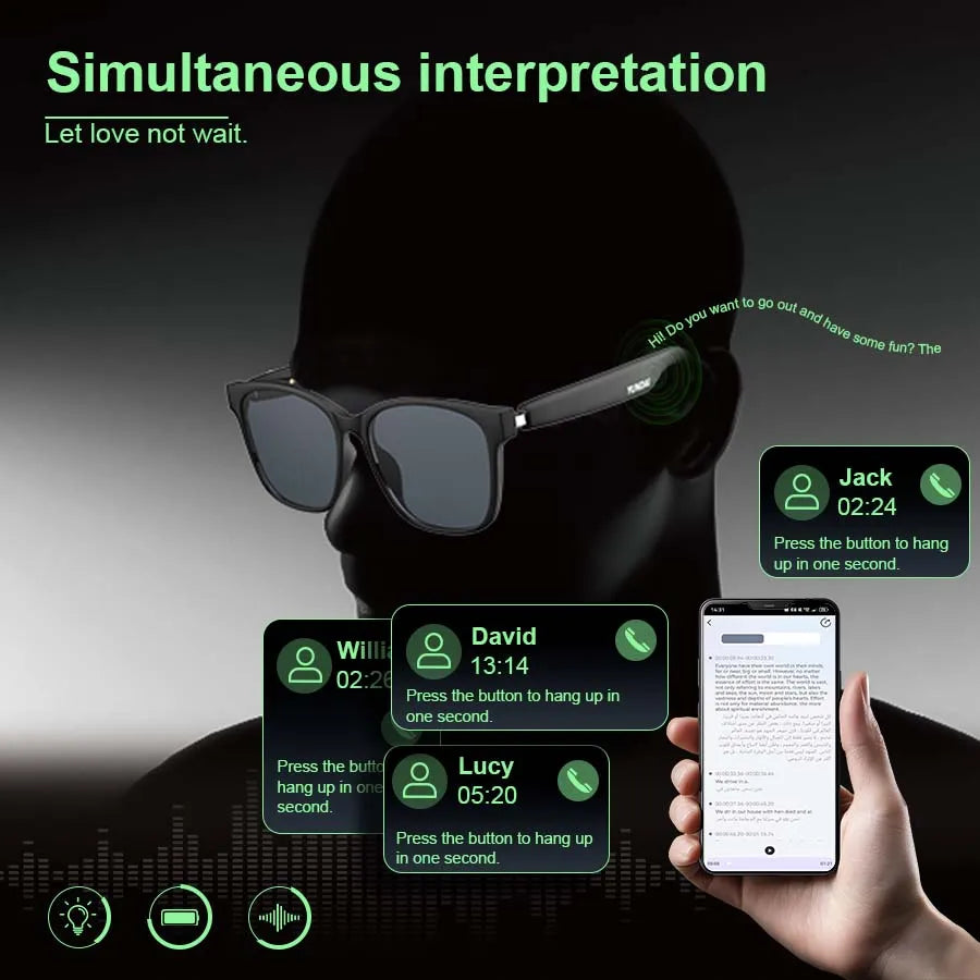 Smart Glasses with Speaker, Bluetooth glasses for Men and Women with Outdoor UV Protection,Support Voice Assistant/Android/Mac