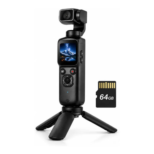 4K Pocket Vlogging Camera, With 64GB Memory Card, 75MP Digital Camera With Single-Axis Horizontal 330°, 1.72" Touch Screen, Fast Auto Focusing, Face Auto-Detect, 4X Zoom for Daily Recording