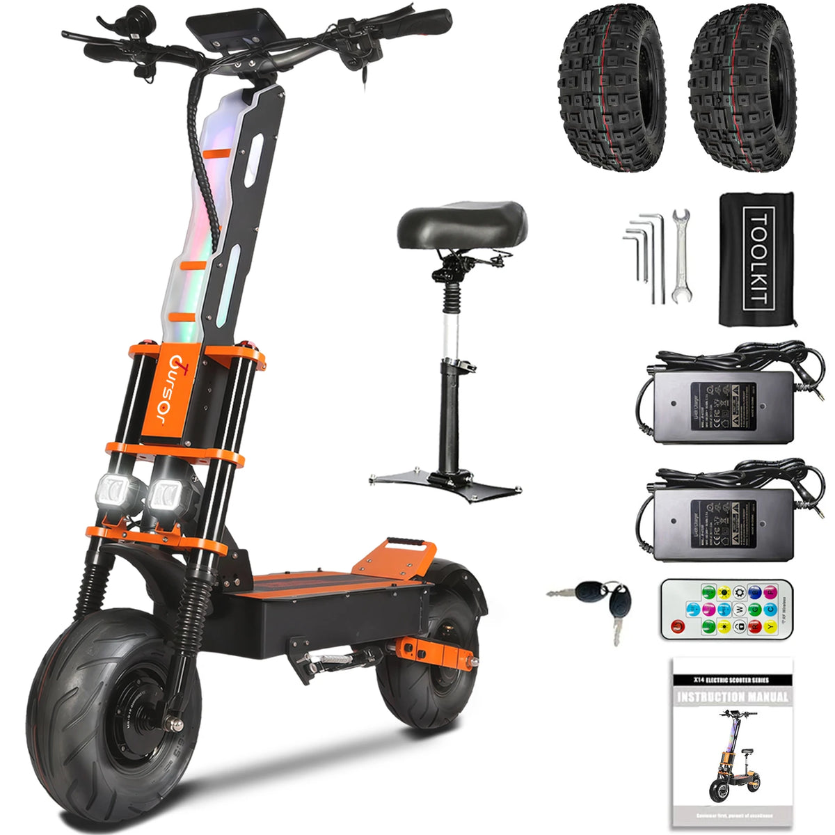 Toursor X8P Electric Scooter 60V 40Ah 10000W Dual Power 60MPH with LCD Lights (No additional off-road tires are provided in the US region)