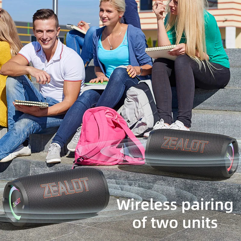 ZEALOT-S76 50W Portable Bluetooth Speaker Wireless Waterproof Outdoor IPX6 Stereo Bass Music Track Speaker Sound Box