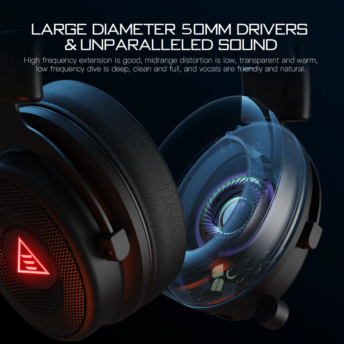 2.4GHz Wireless Headphones Bluetooth 5.0 Gaming Headset 3 Mode Connection ENC Noise Cancelling Mic 50H Playtime 50mm Drivers Low Latency Surround Sound Dual Chamber Audio for PC PS4 PS5 Xbox Switch