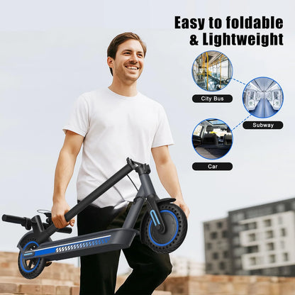 36V 7.8Ah 8.5'' Electric Scooter Up to 19MPH Max Speed 350W Brushless Motor Max 21Miles Long Range Foldable Escooter for Adults App Control for Commuter