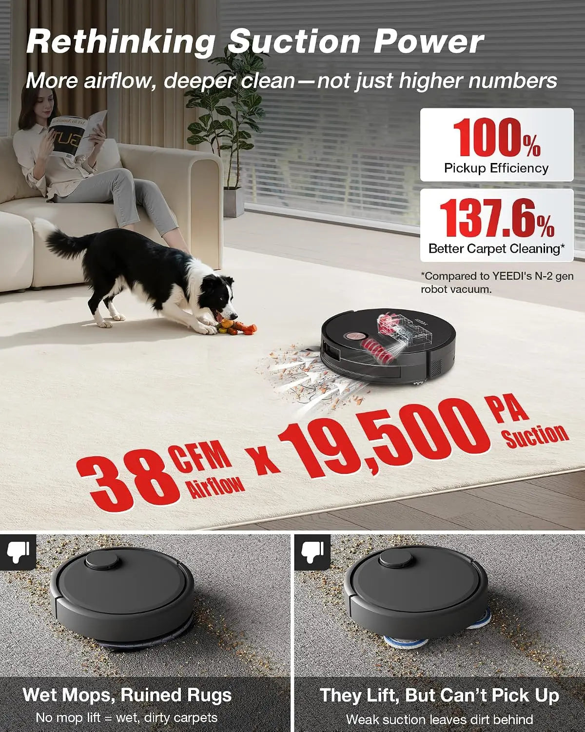 2-in-1 Robot Vacuum and Mop with Cyclone Docking Station, Robotic Vacuum Cleaner and Mopping System