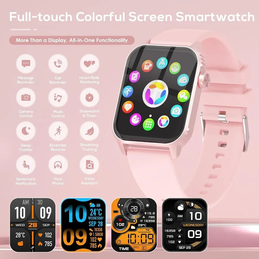 Women's Smartwatch: 120 Modes, 1.83" HD, HR/Sleep Monitor, Bluetooth, Waterproof